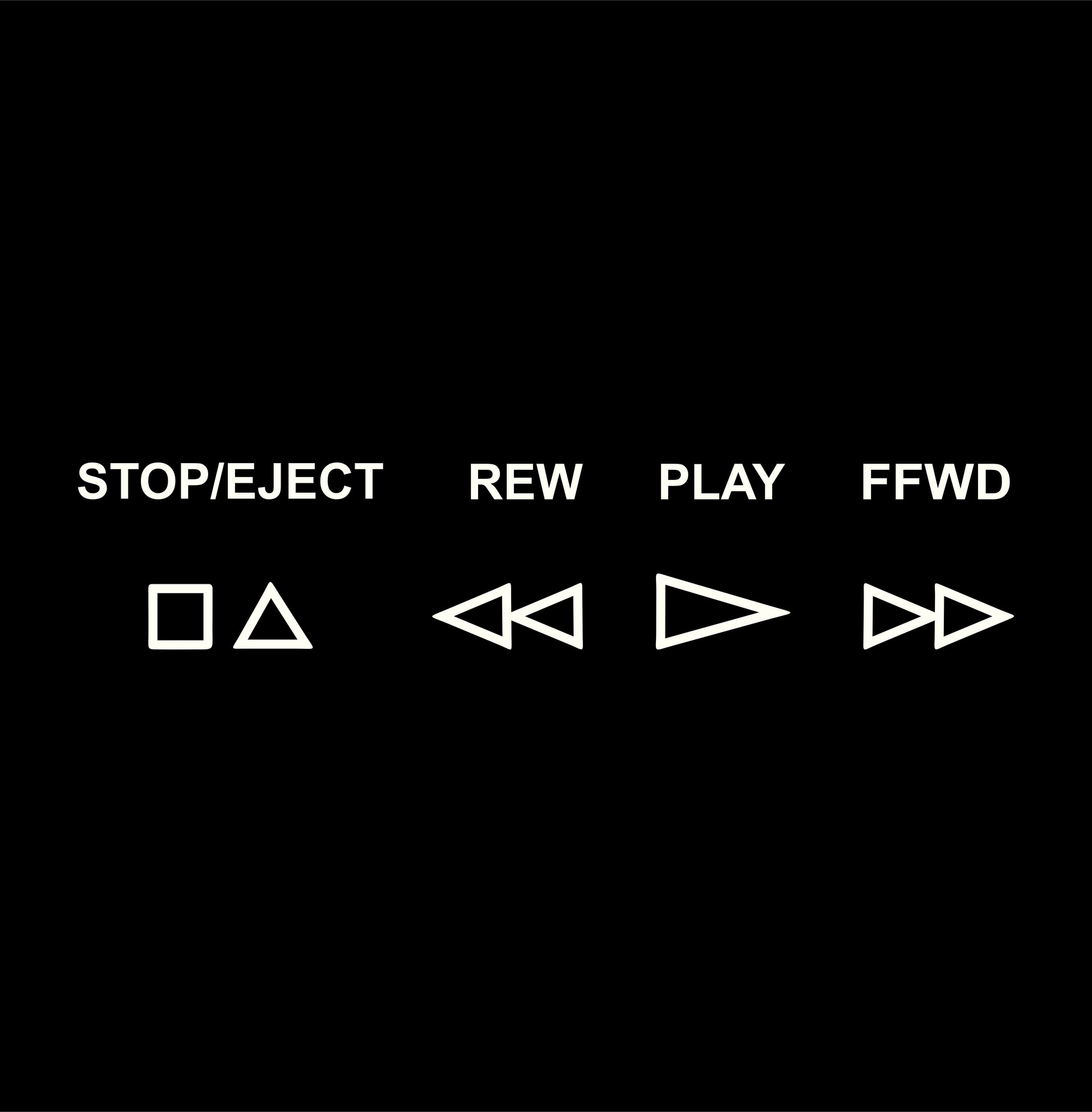 VCR button stop eject rew play ffwd DTG design graphic