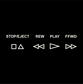 VCR buttons stop/eject rew play ffwd DTG design graphic