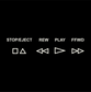 VCR buttons stop eject rew play ffwd DTG design graphic