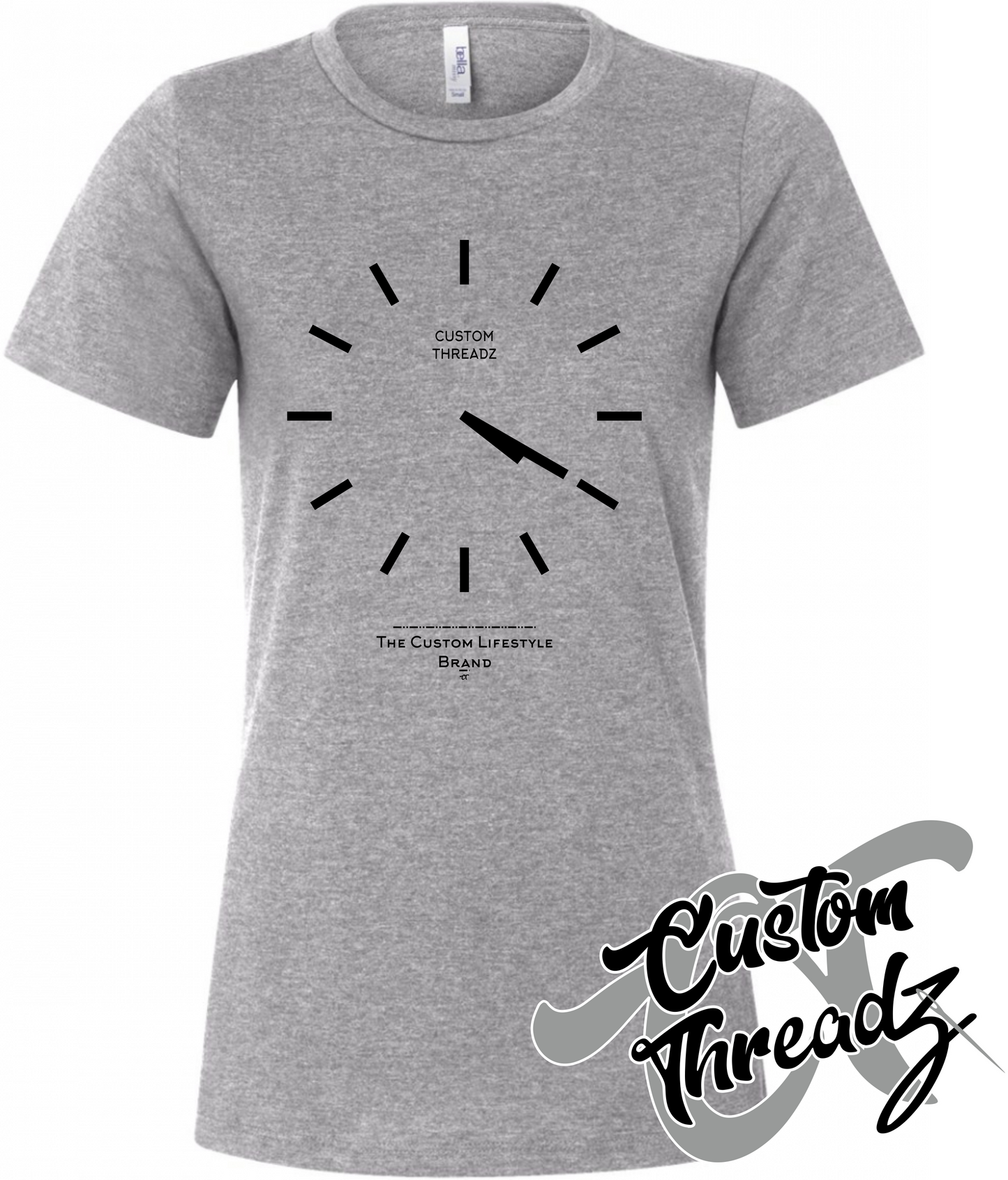 athletic heather grey womens tee with basic analog clock set to 4 20 DTG printed design