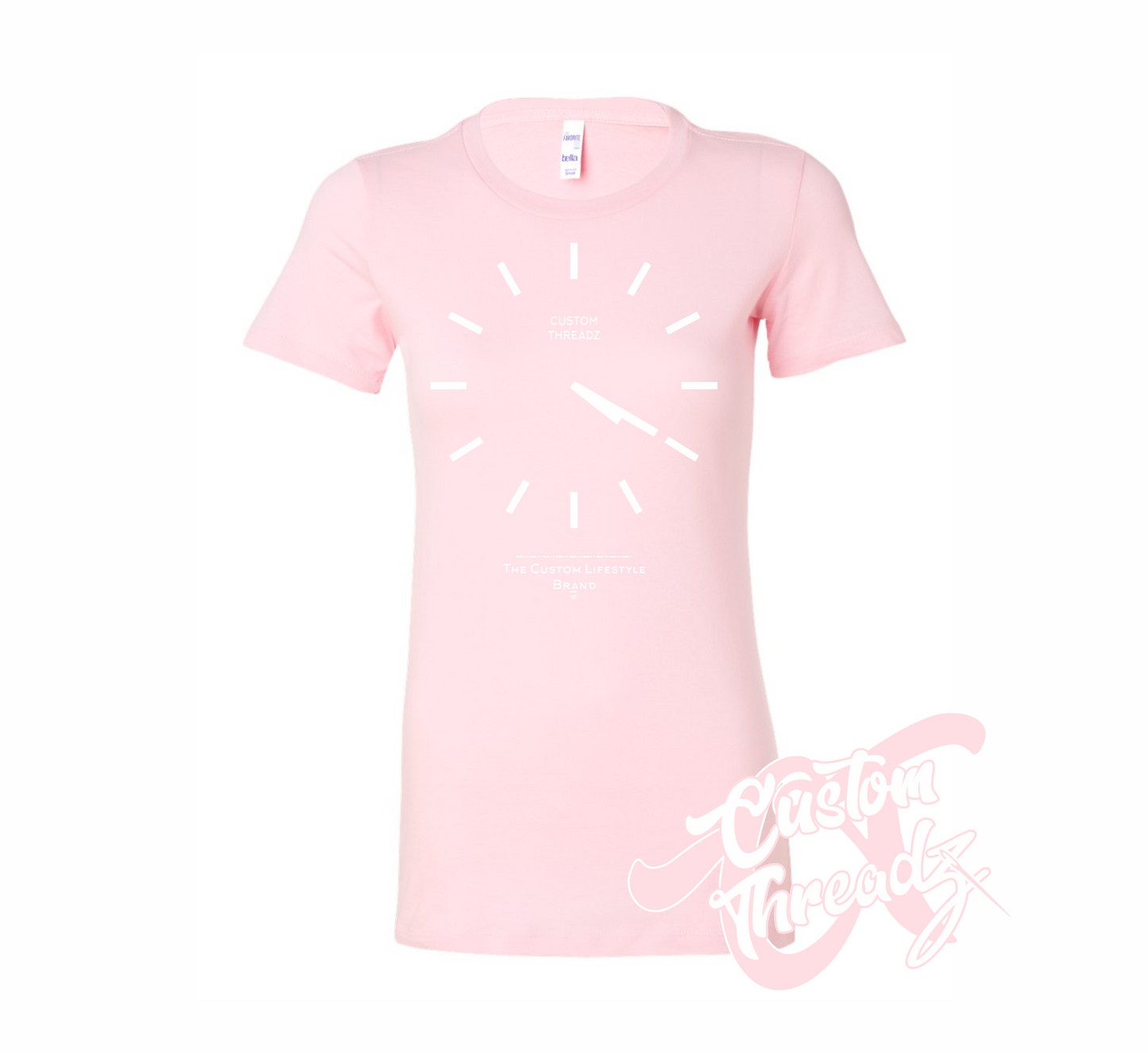 light pink womens tee with basic analog clock set to 4 20 DTG printed design