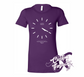 purple womens tee with basic analog clock set to 4 20 DTG printed design