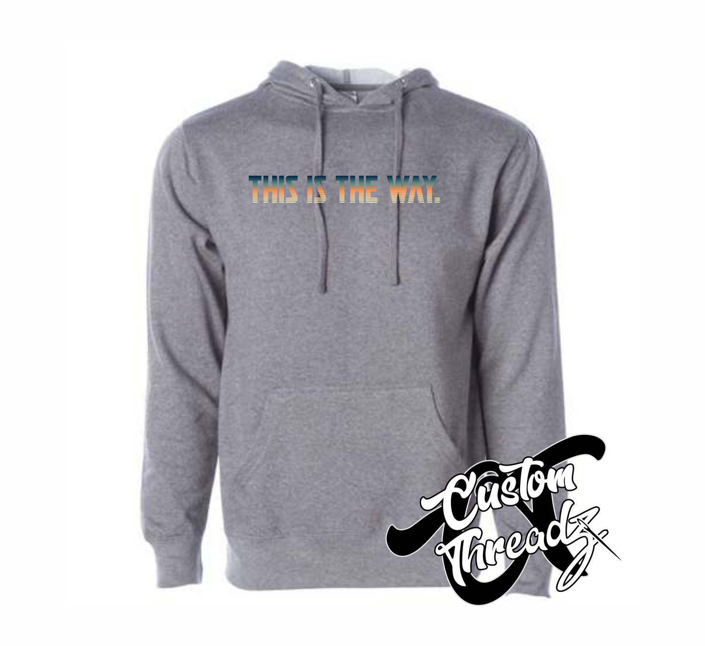 gunmetal grey hoodie with this is the way mandalorian star wars DTG printed design