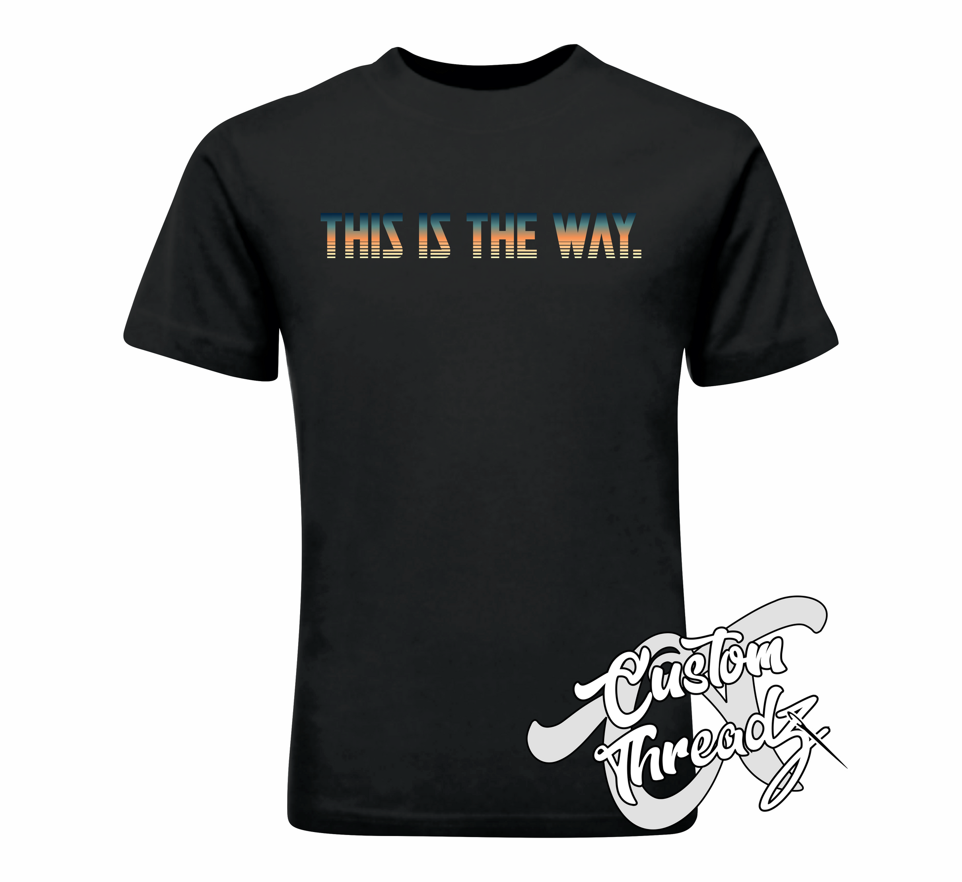 black youth tee with this is the way mandalorian star wars DTG printed design