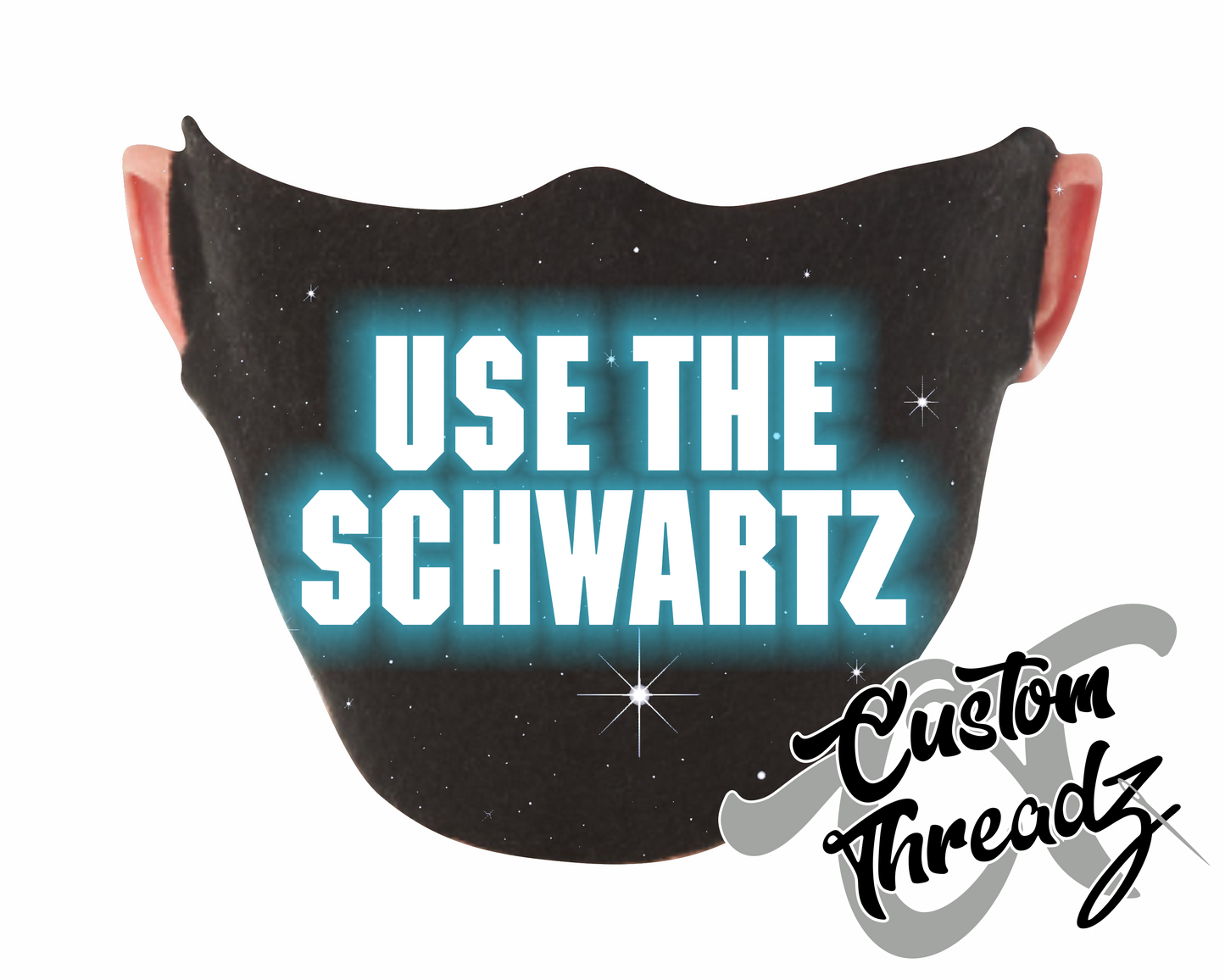 black face mask use the schwartz spaceballs star wars DTG printed design
