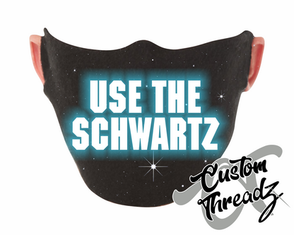 black face mask use the schwartz spaceballs star wars DTG printed design