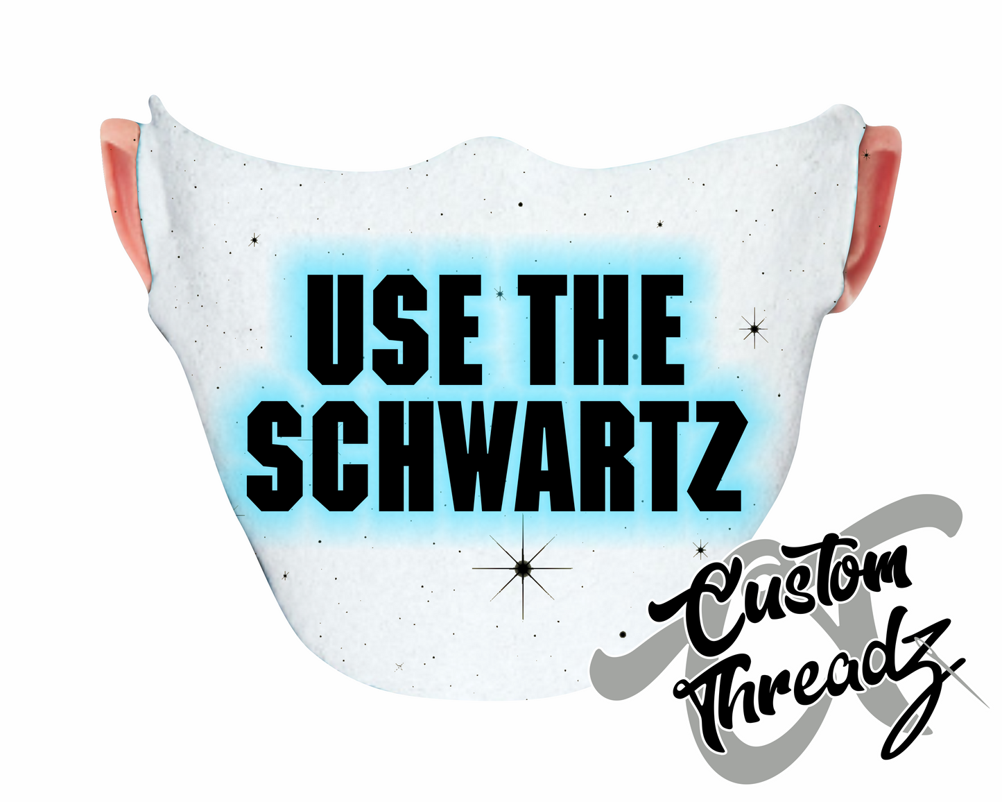 white face mask use the schwartz spaceballs star wars DTG printed design
