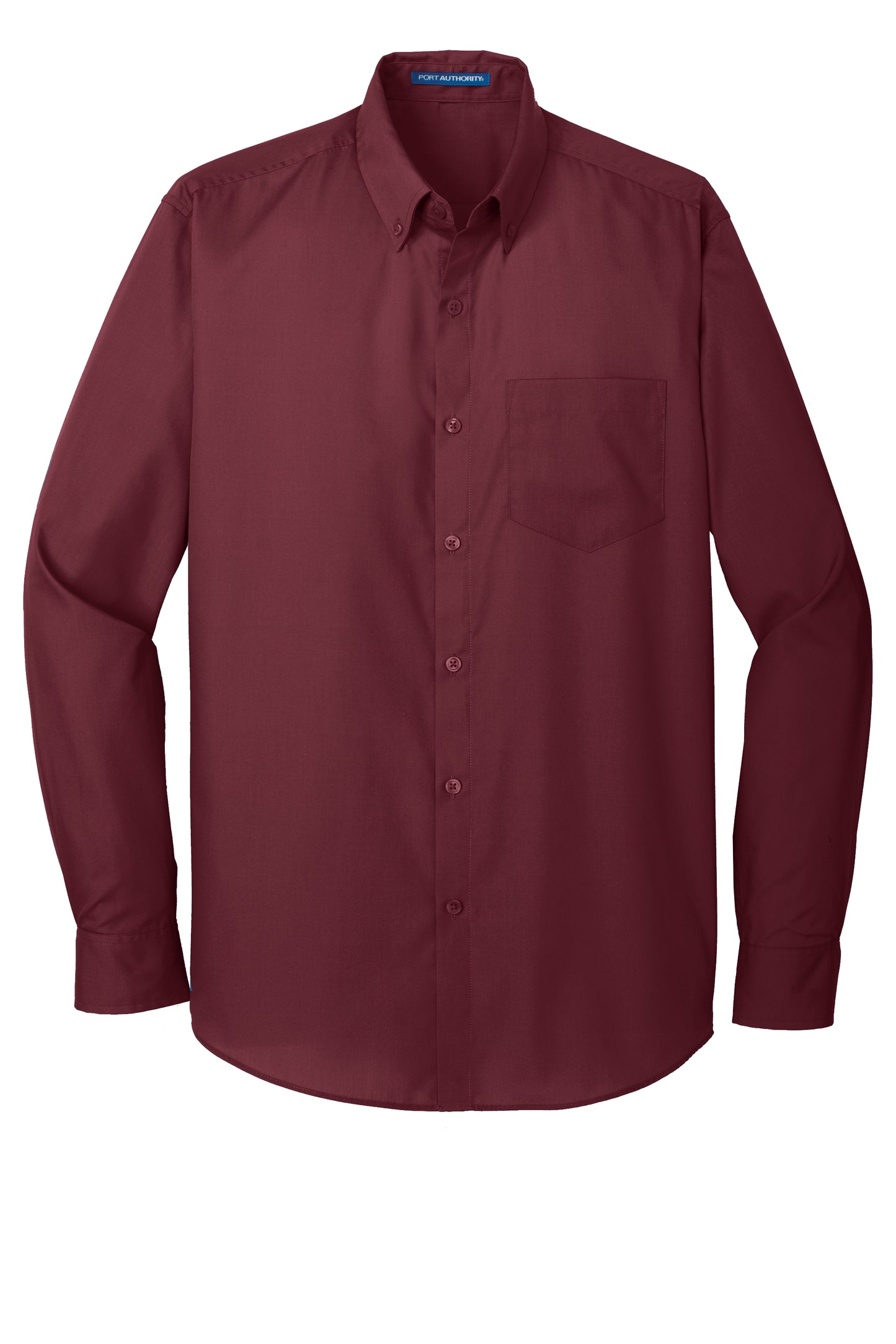 port authority long sleeve carefree poplin shirt burgundy