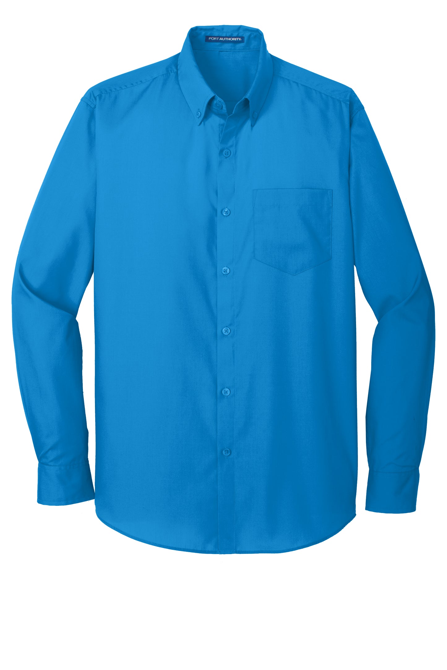port authority long sleeve carefree poplin shirt coastal blue