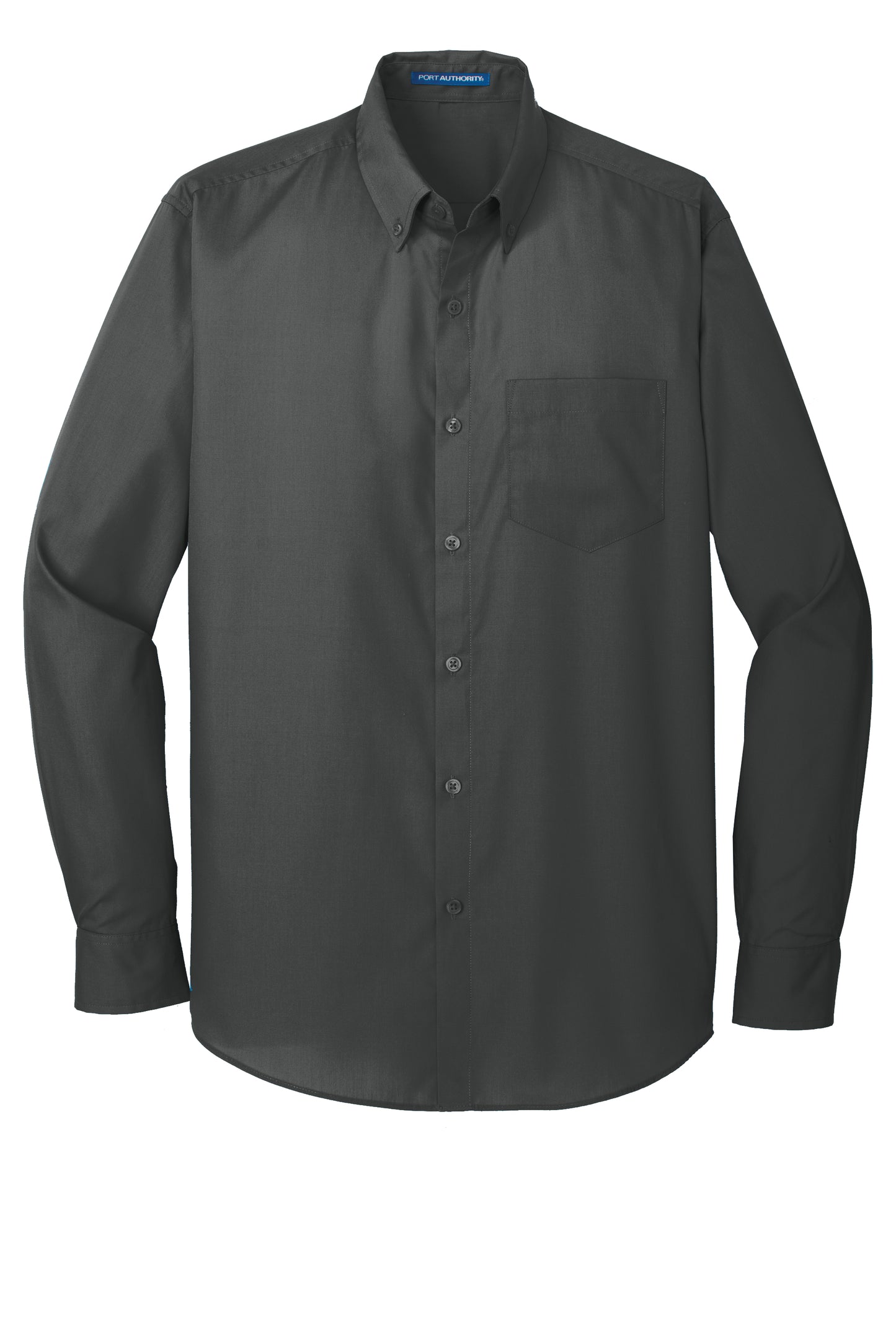 port authority long sleeve carefree poplin shirt graphite grey