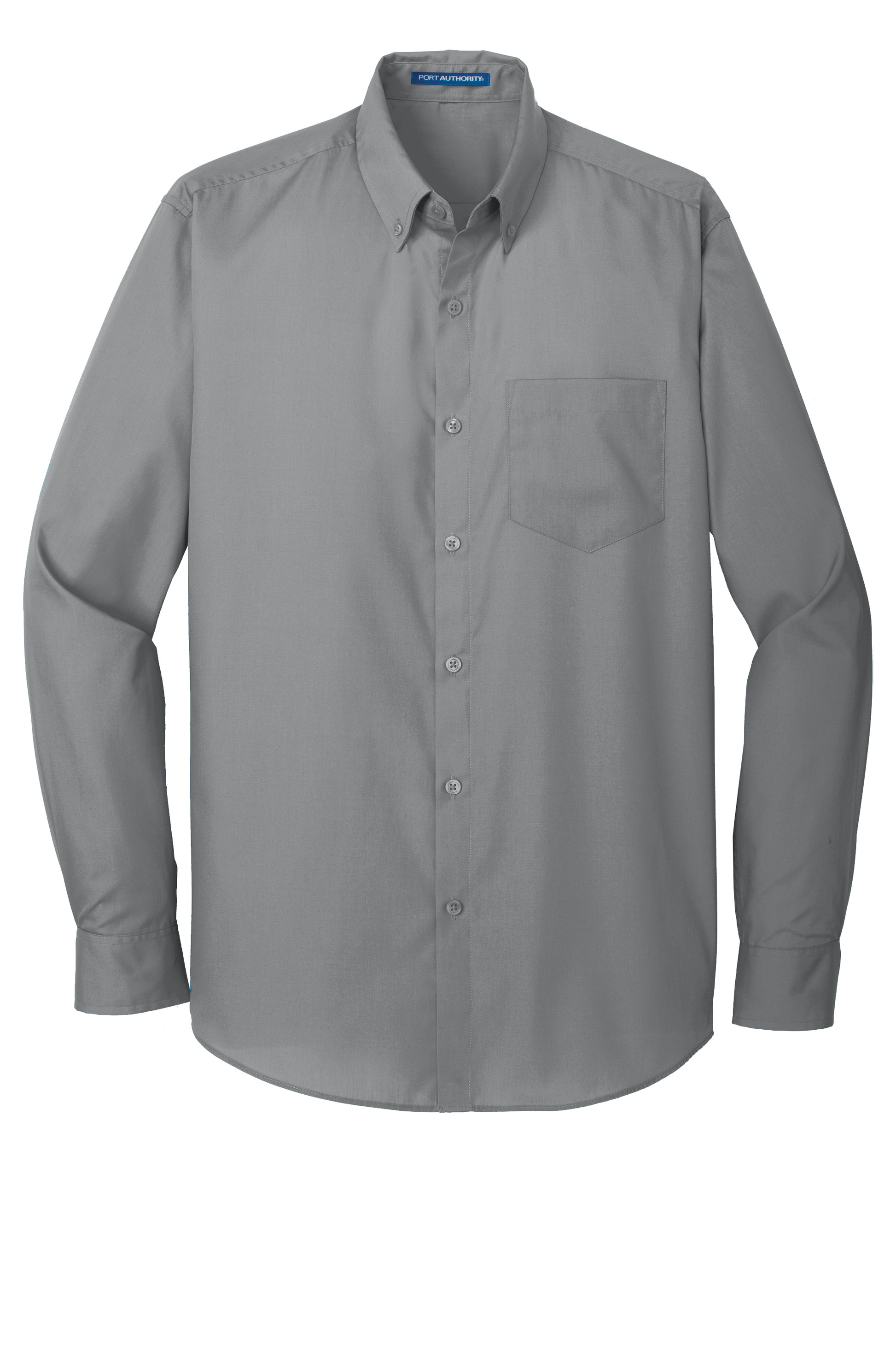 port authority long sleeve carefree poplin shirt gusty grey
