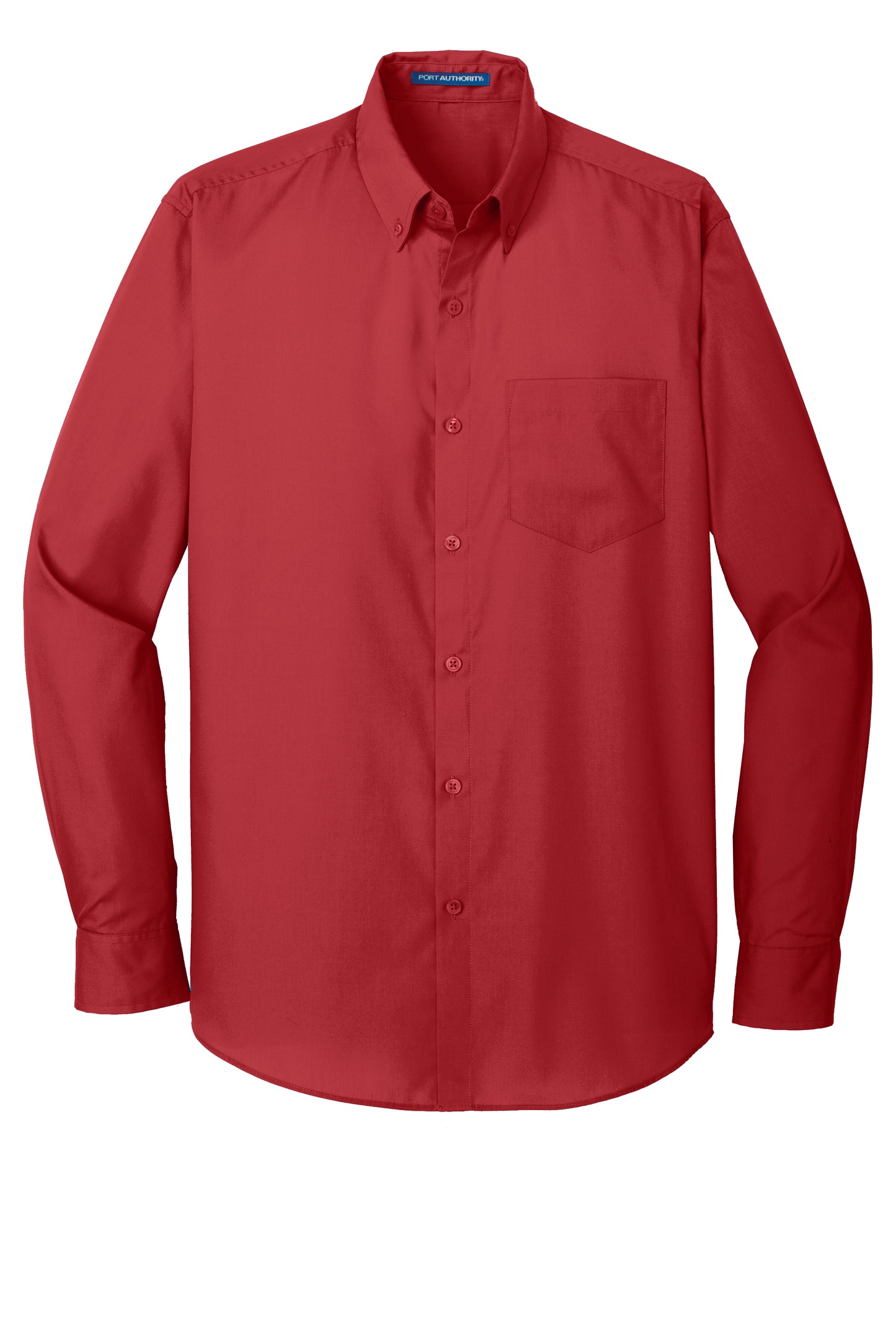 port authority long sleeve carefree poplin shirt rich red