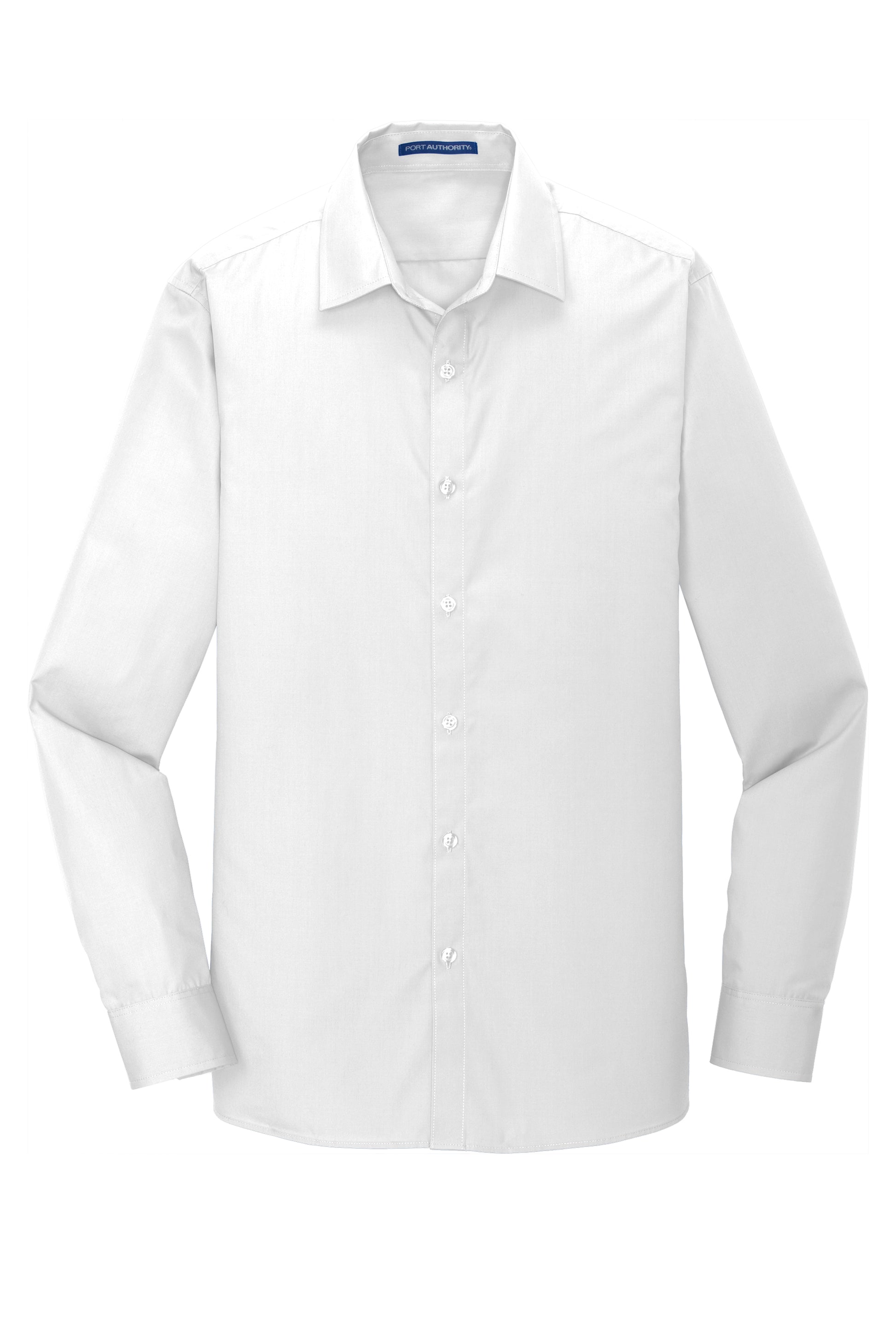 port authority slim fit long sleeve carefree poplin shirt white