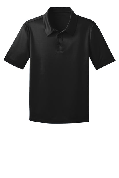 port authority youth silk touch performance polo black