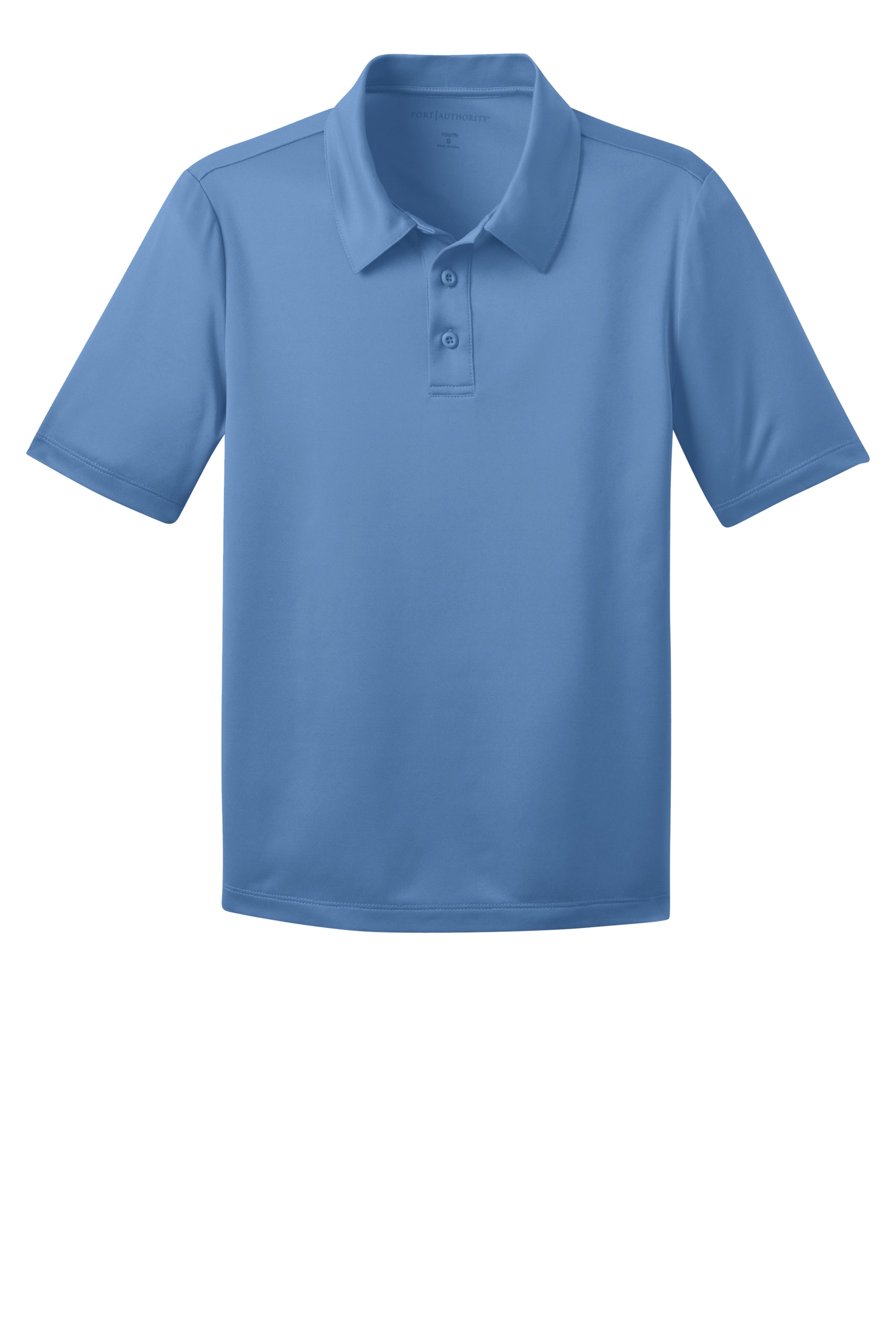 port authority youth silk touch performance polo carolina blue