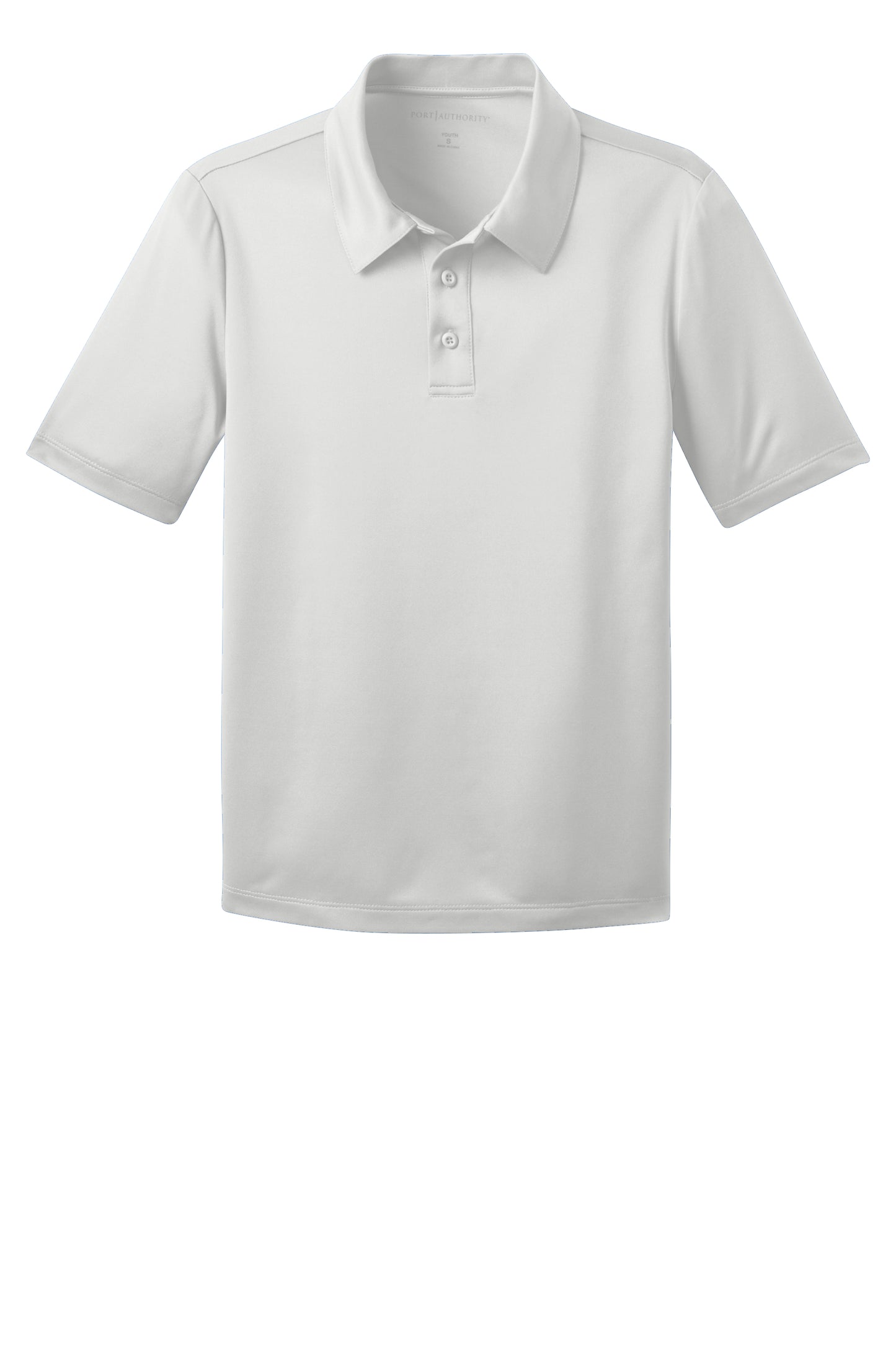 port authority youth silk touch performance polo white