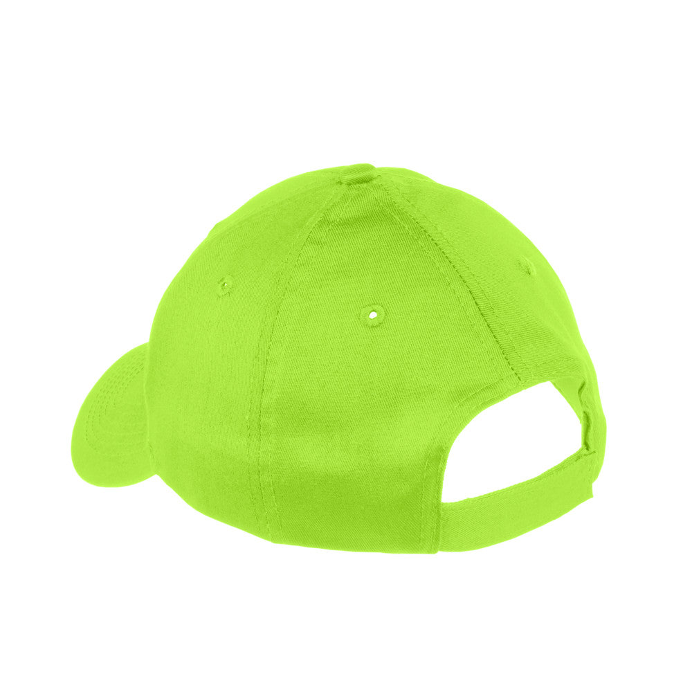 port & company youth six panel twill cap back lime green
