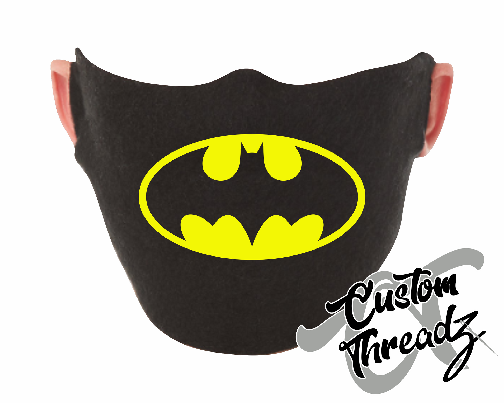 black face mask bat symbol