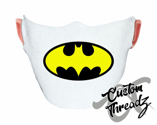 white face mask bat symbol