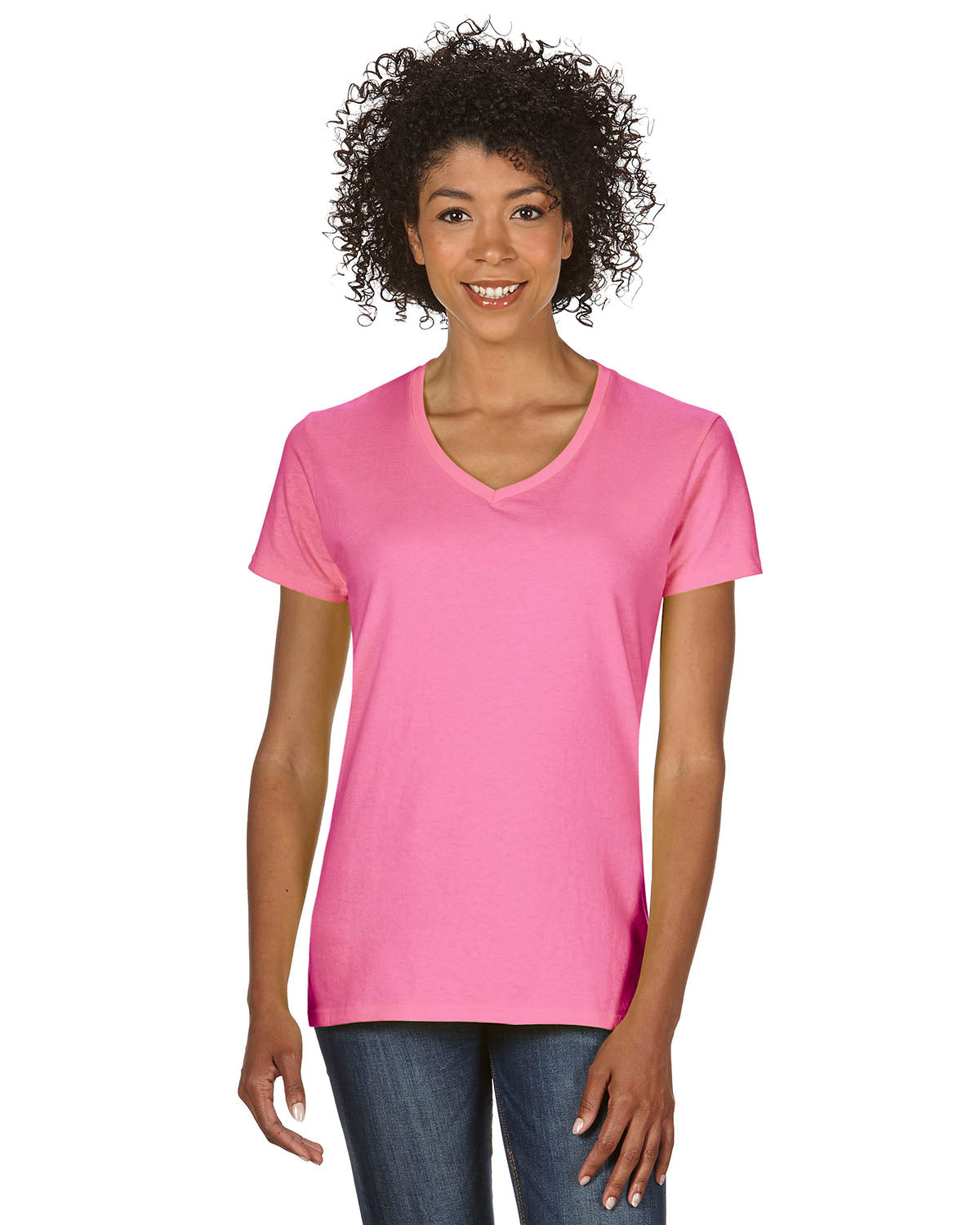 gildan womens classic heavy cotton v-neck tee azalea