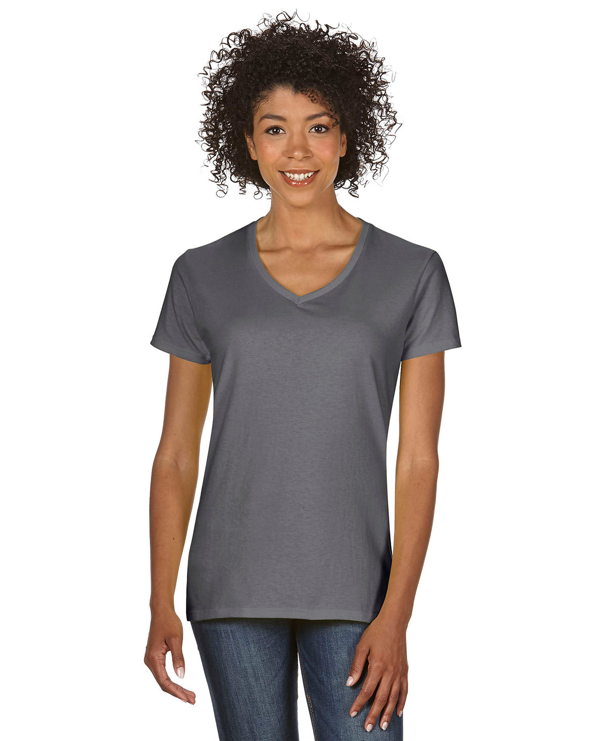 gildan womens classic heavy cotton v-neck tee charcoal