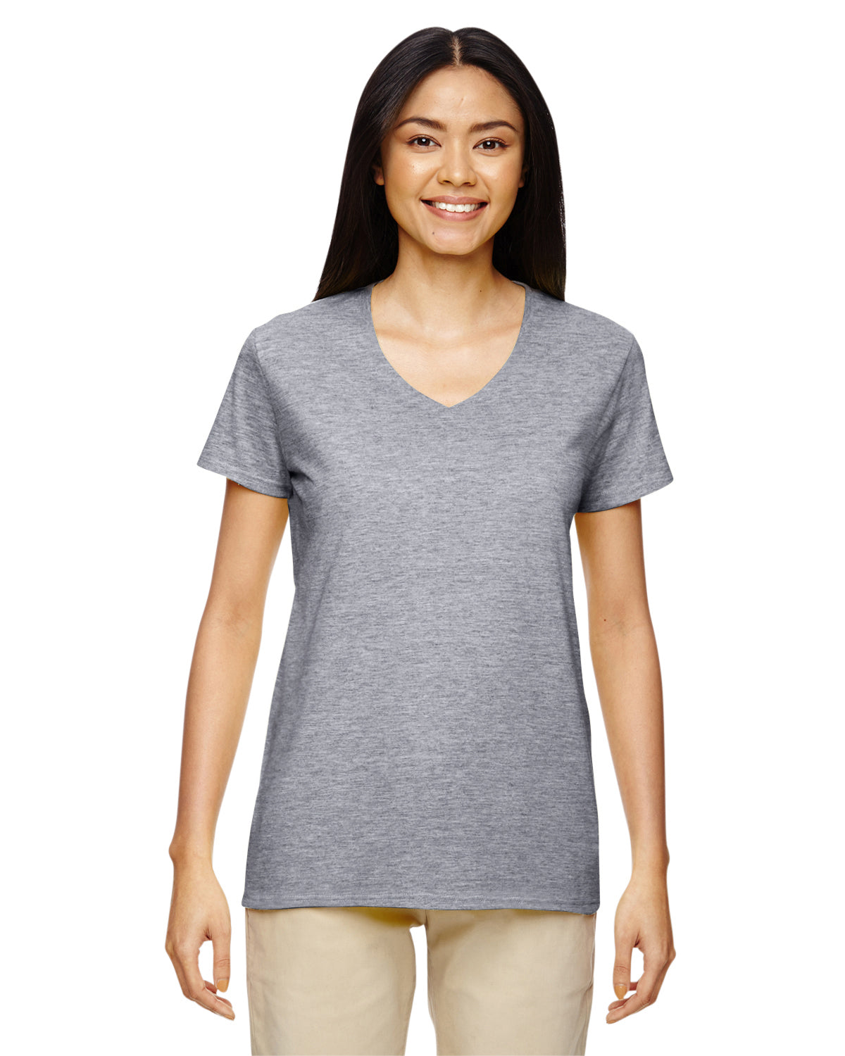 gildan womens classic heavy cotton v-neck tee graphite heather