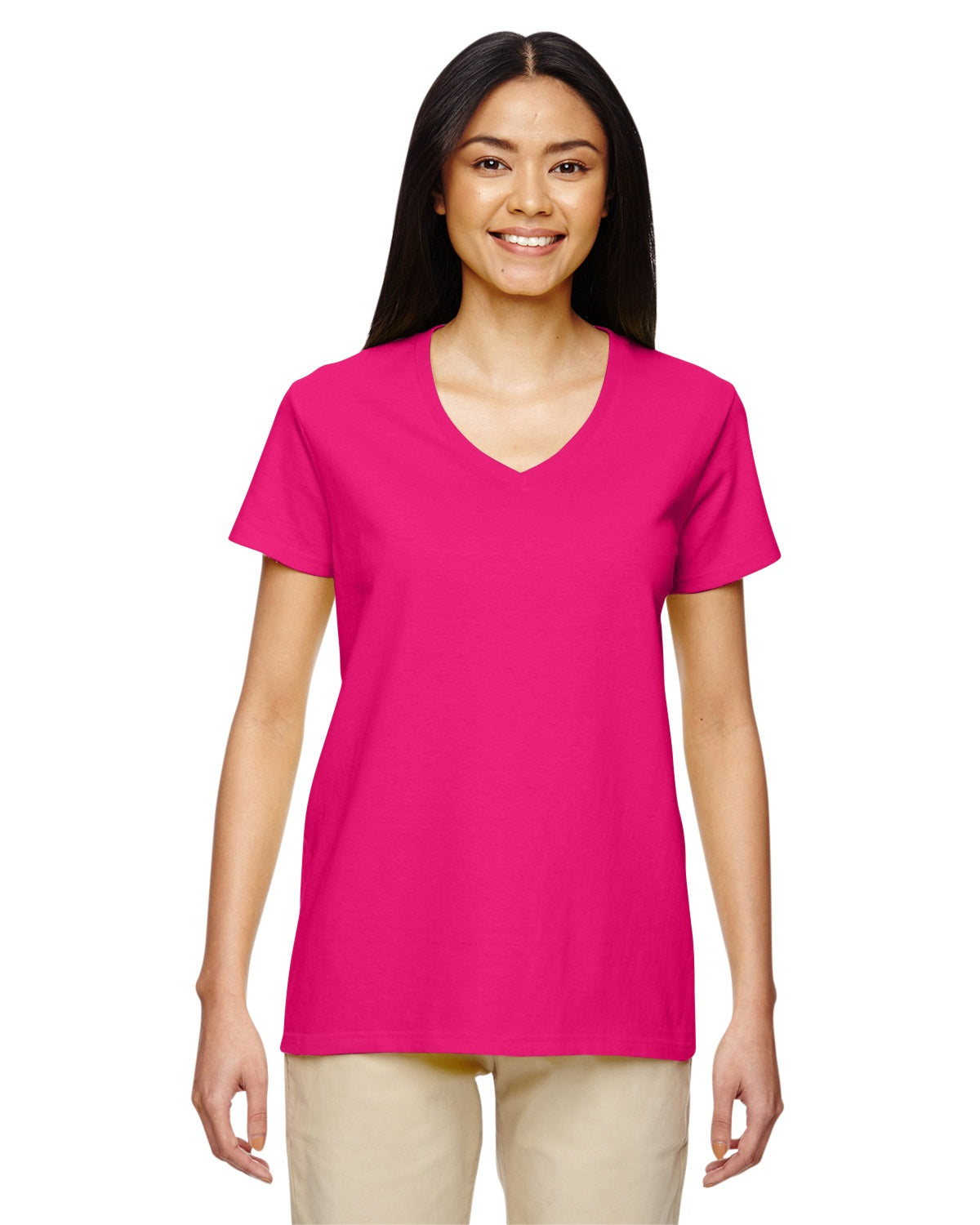 gildan womens classic heavy cotton v-neck tee heliconia