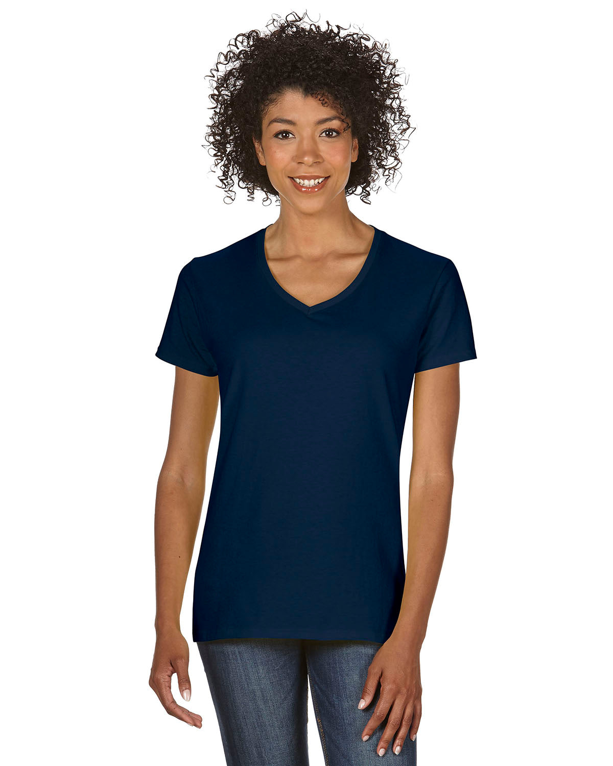 gildan womens classic heavy cotton v-neck tee navy