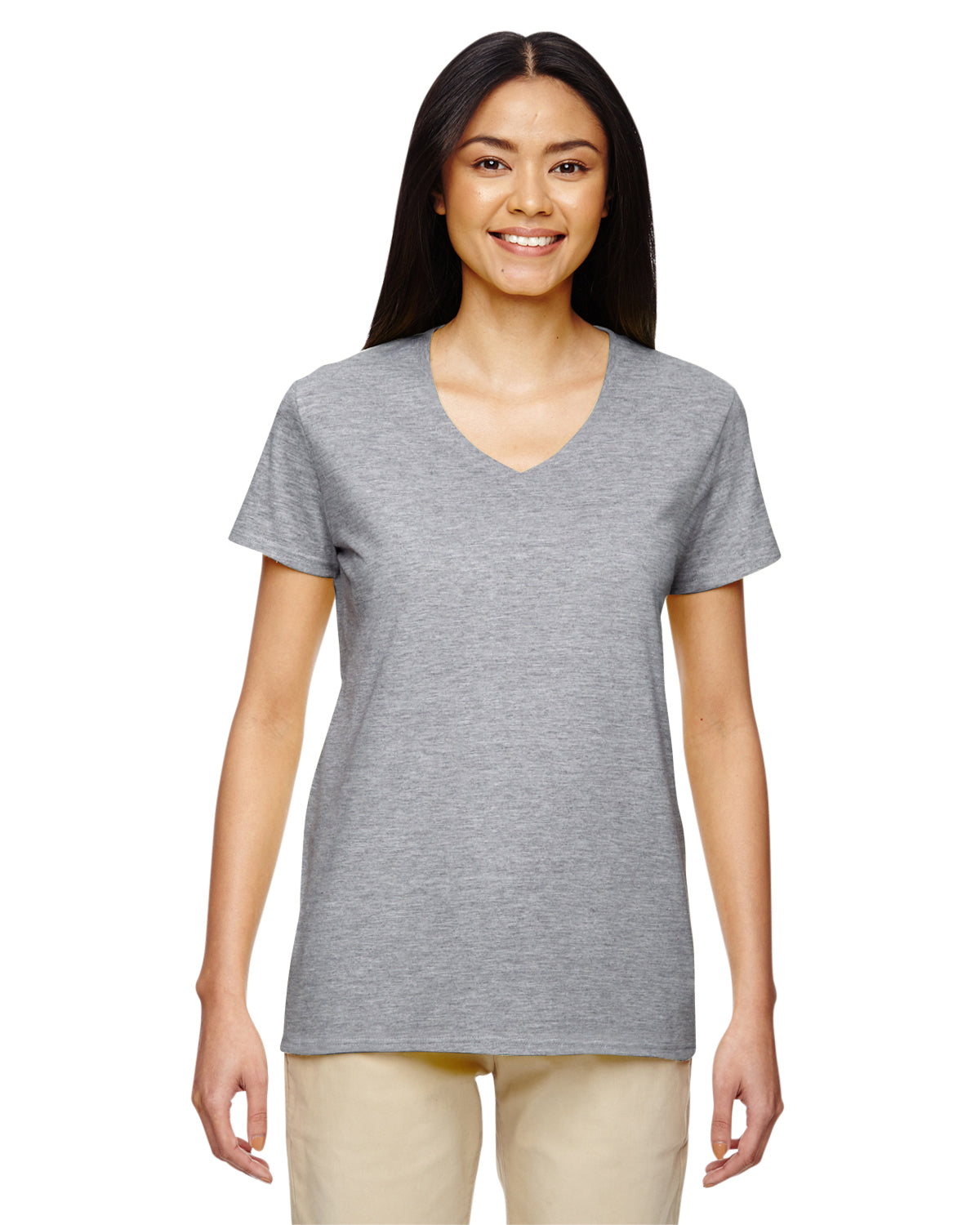 gildan womens classic heavy cotton v-neck tee sport grey