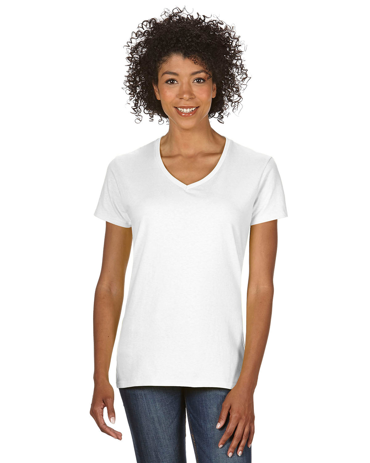 gildan womens classic heavy cotton v-neck tee white