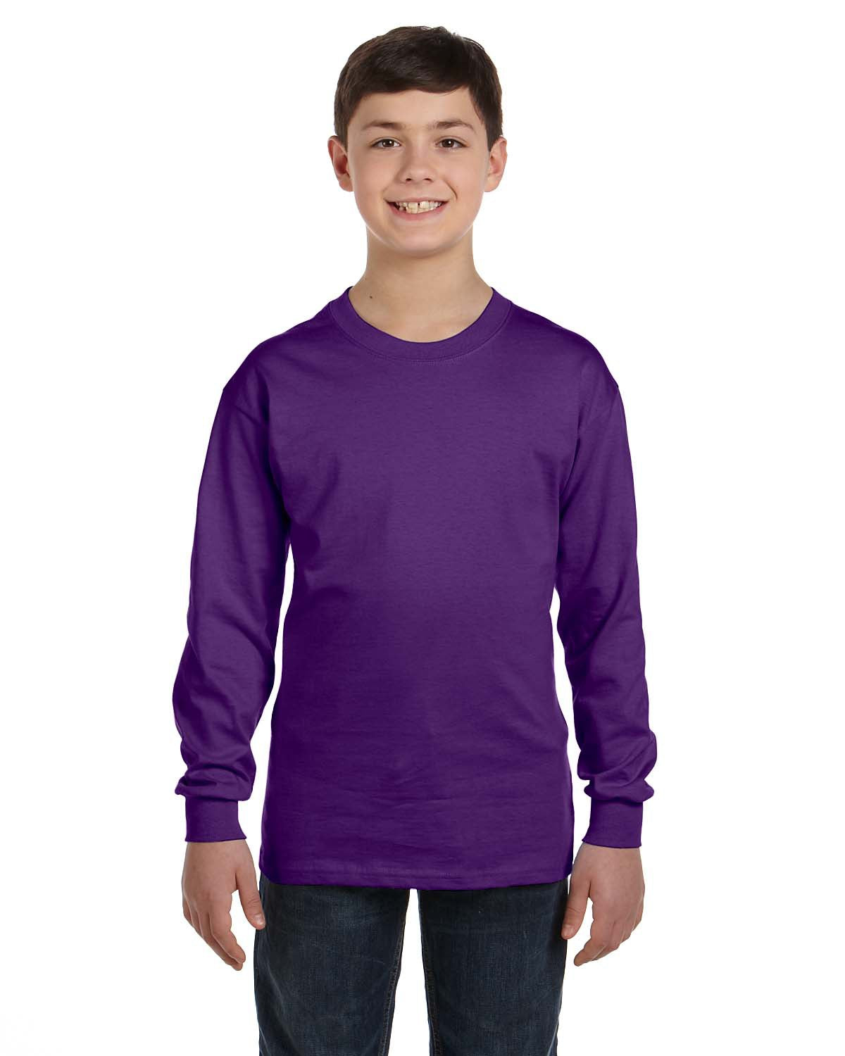 gildan youth classic heavy cotton long sleeve tee purple