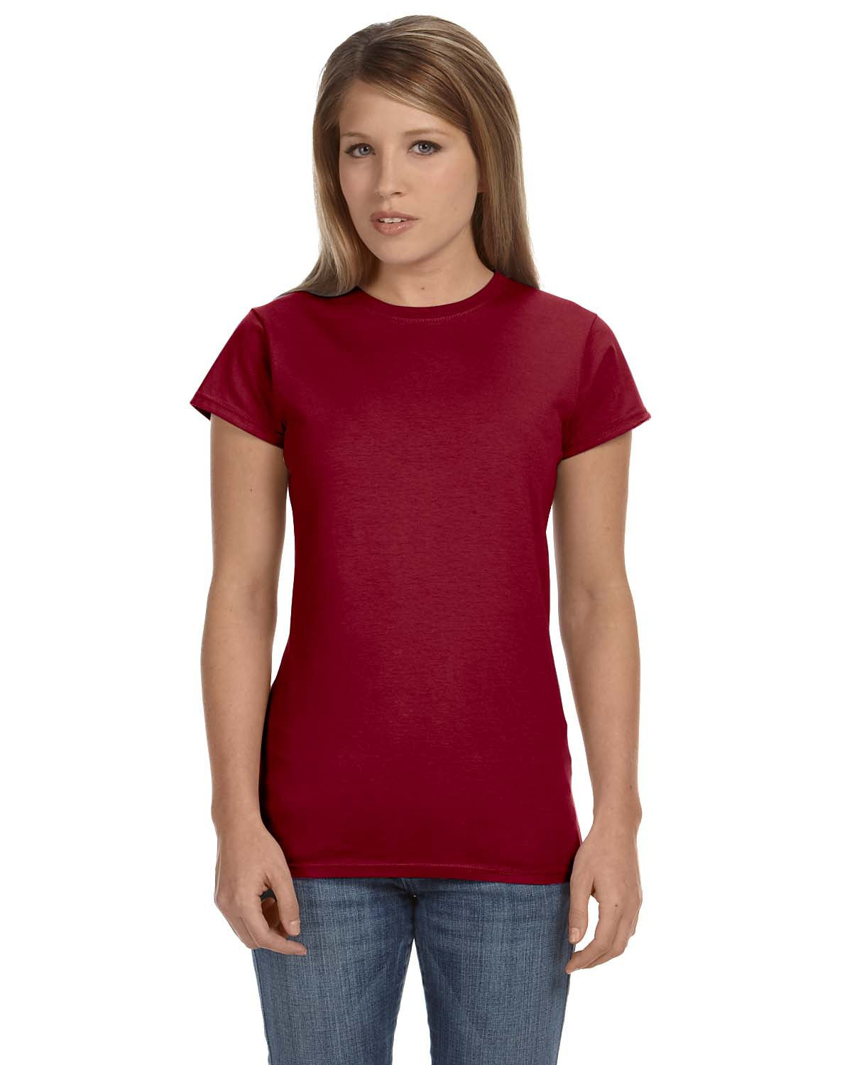 gildan womens softstyle fitted tee antique cherry red