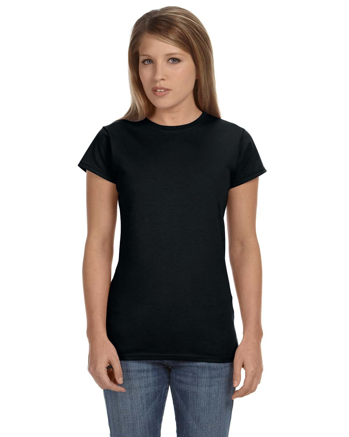 gildan womens softstyle fitted tee black