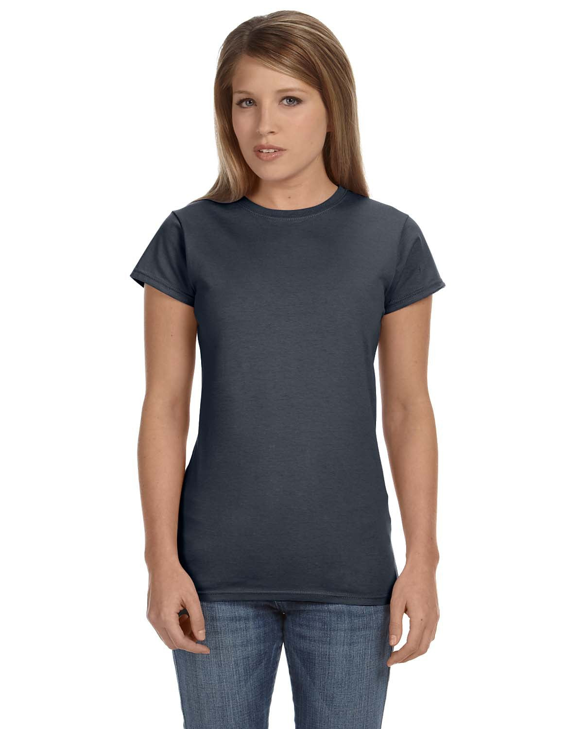 gildan womens softstyle fitted tee charcoal