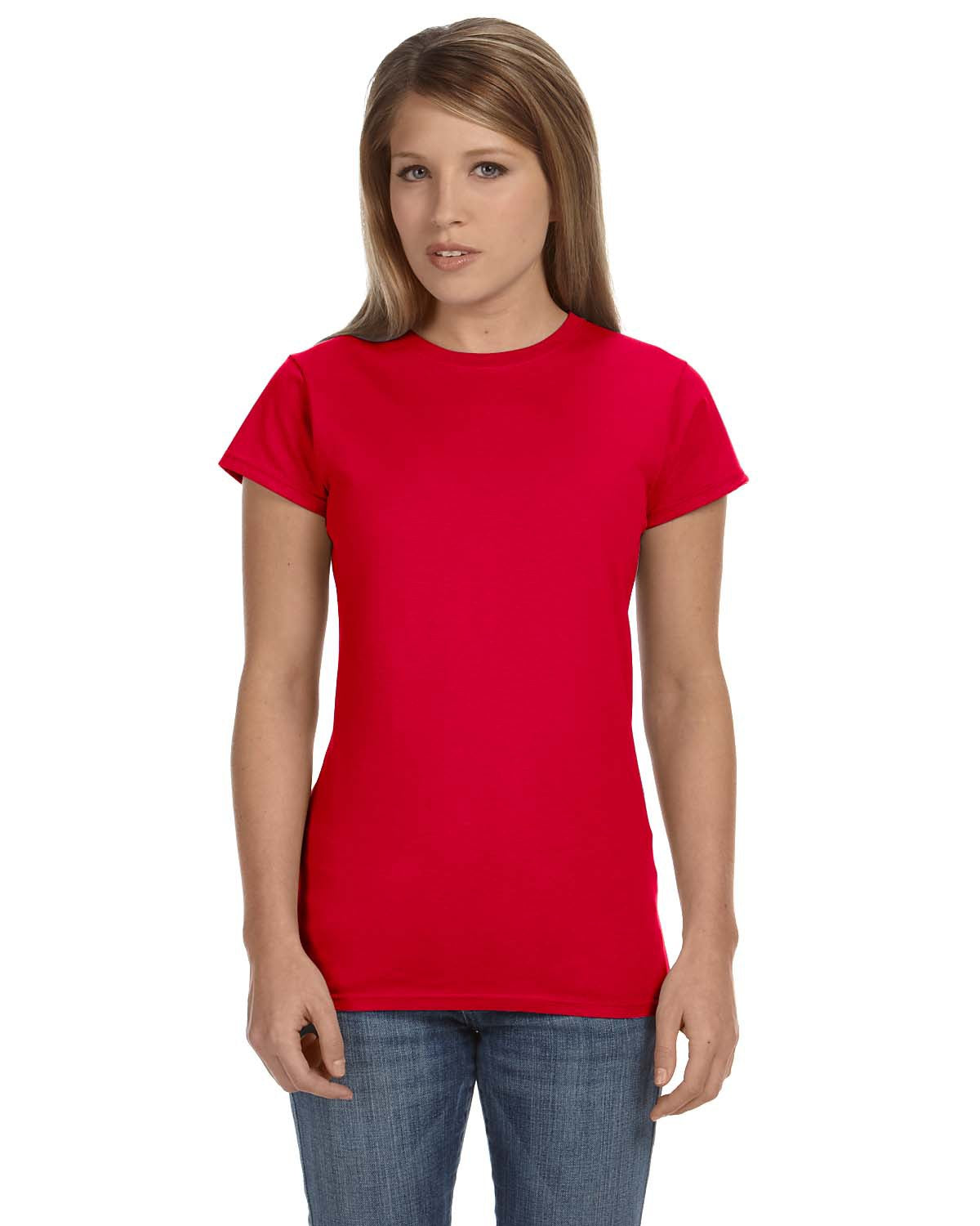 gildan womens softstyle fitted tee cherry red