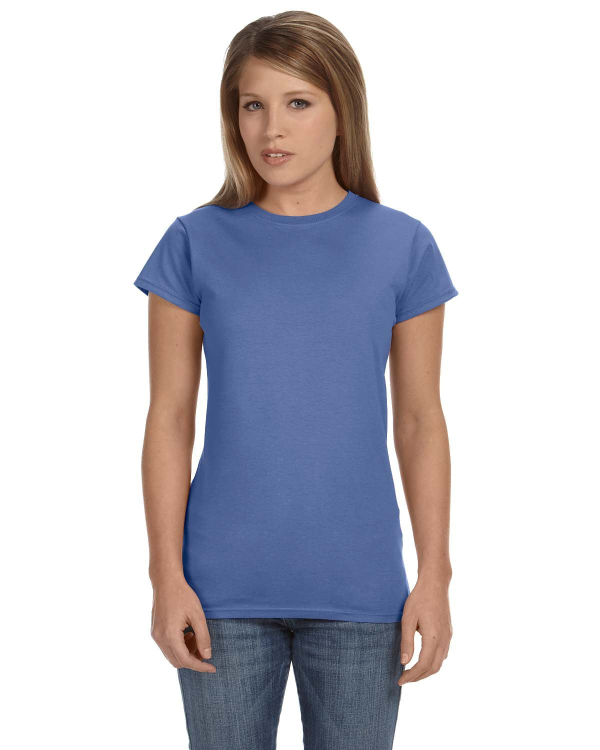 gildan womens softstyle fitted tee ice blue