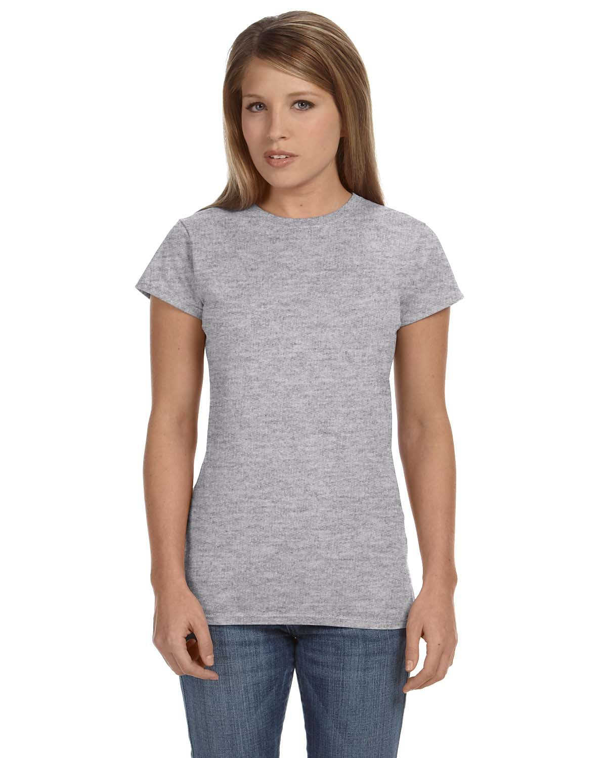 gildan womens softstyle fitted tee sport grey