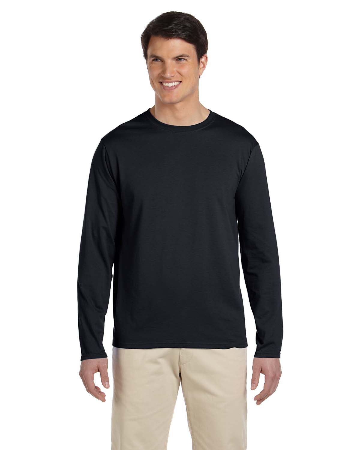 gildan softstyle long sleeve tee black