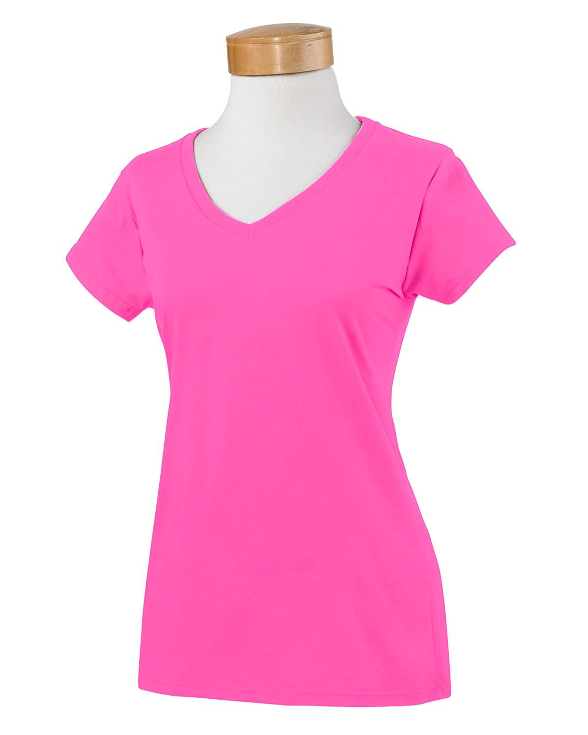 gildan womens softstyle v-neck tee azalea