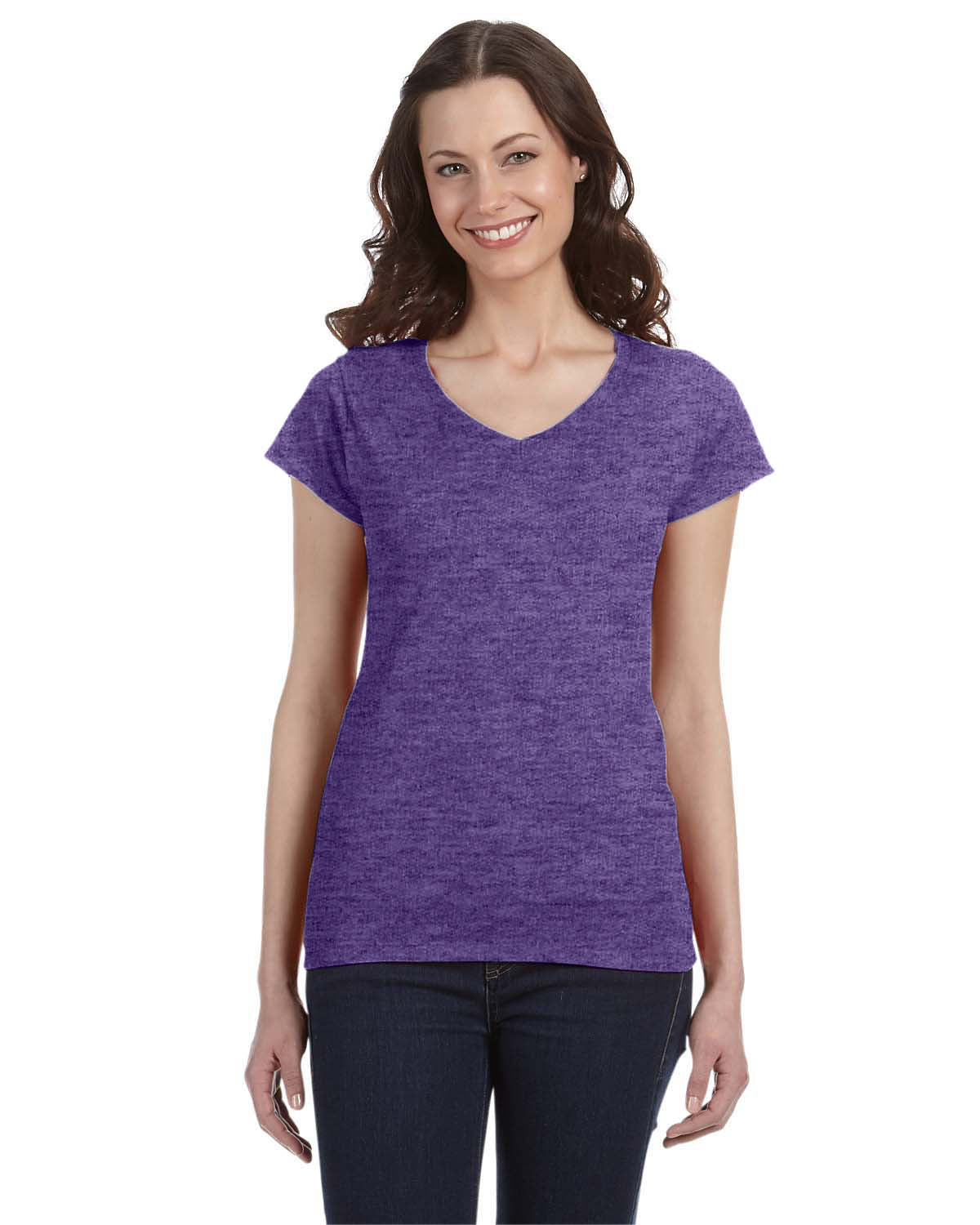 gildan womens softstyle v-neck tee heather purple