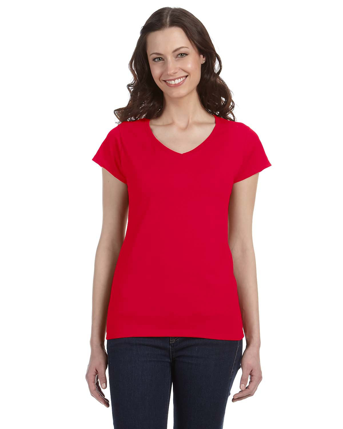 gildan womens softstyle v-neck tee red