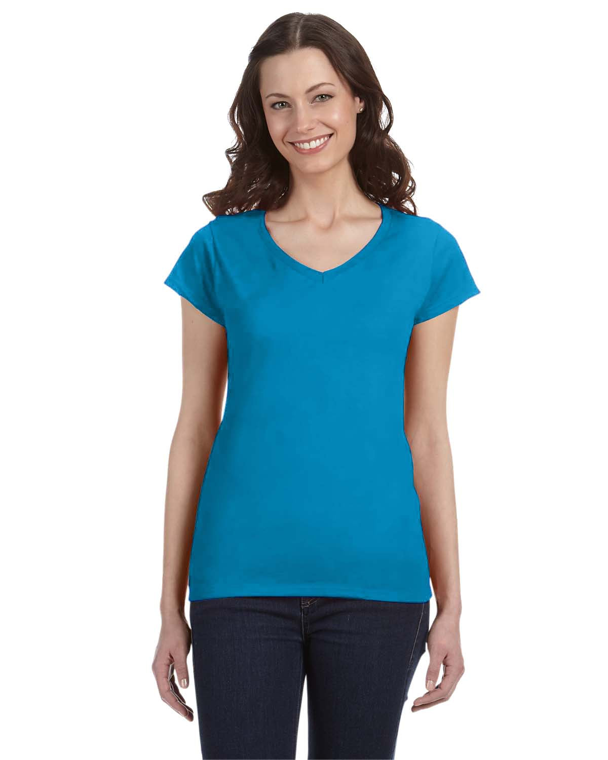 gildan womens softstyle v-neck tee sapphire