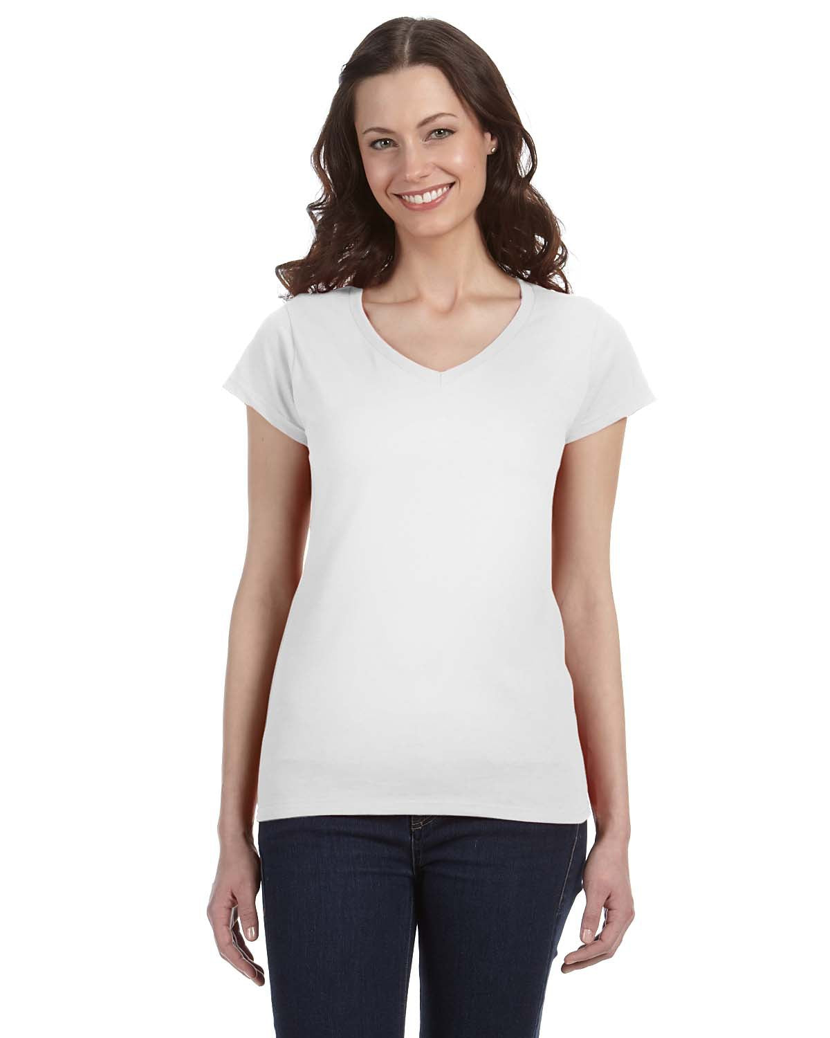 gildan womens softstyle v-neck tee white