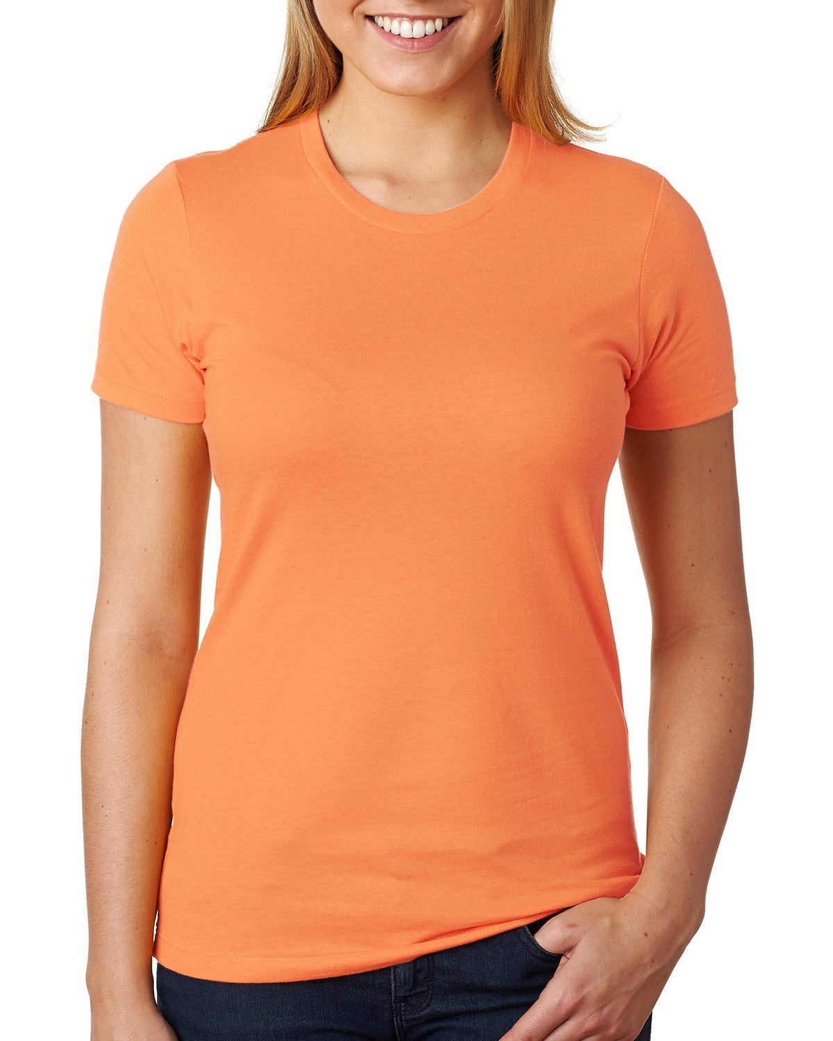 womens next level boyfriend short sleeve t-shirt classic orange