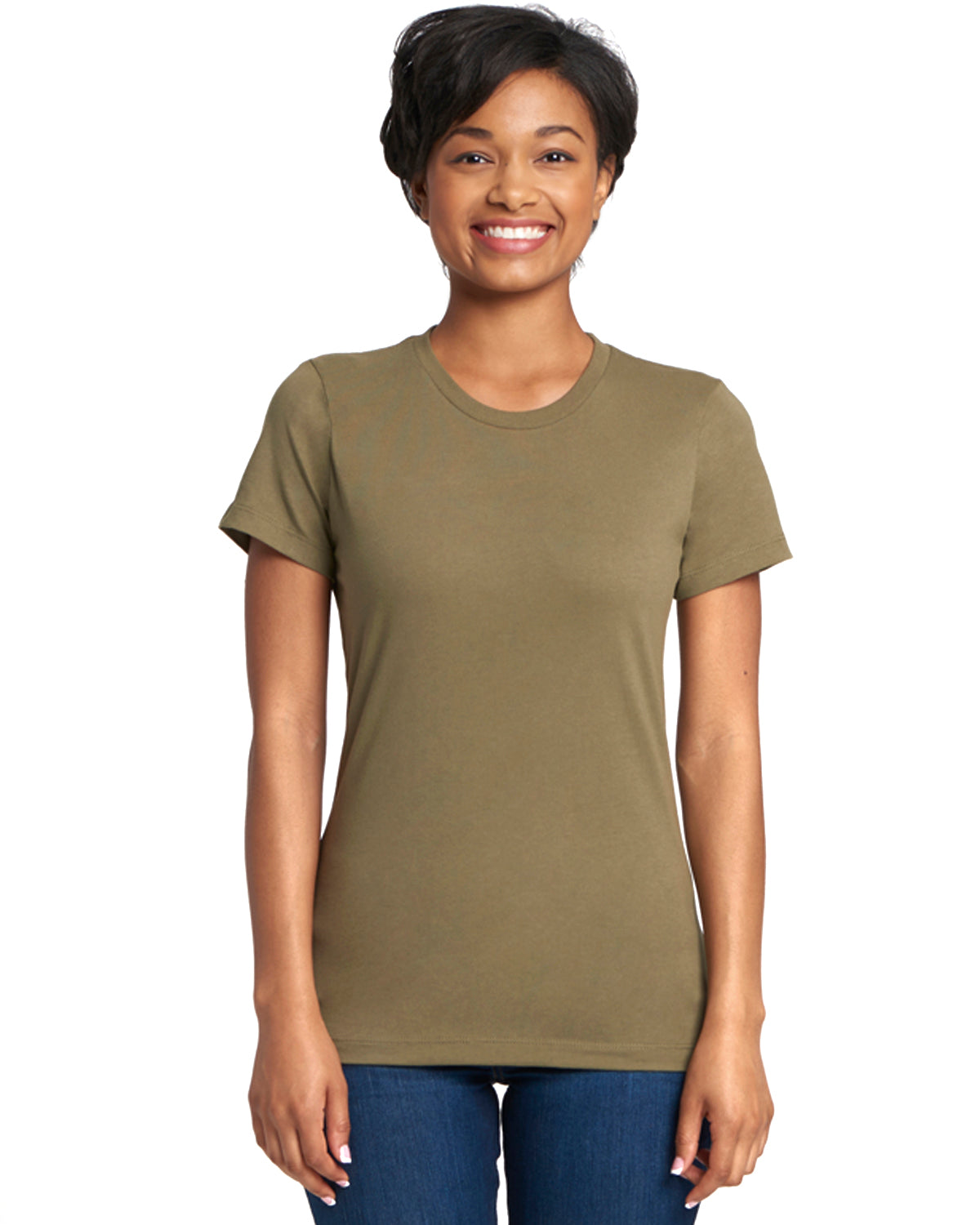 womens next level boyfriend short sleeve t-shirt military green