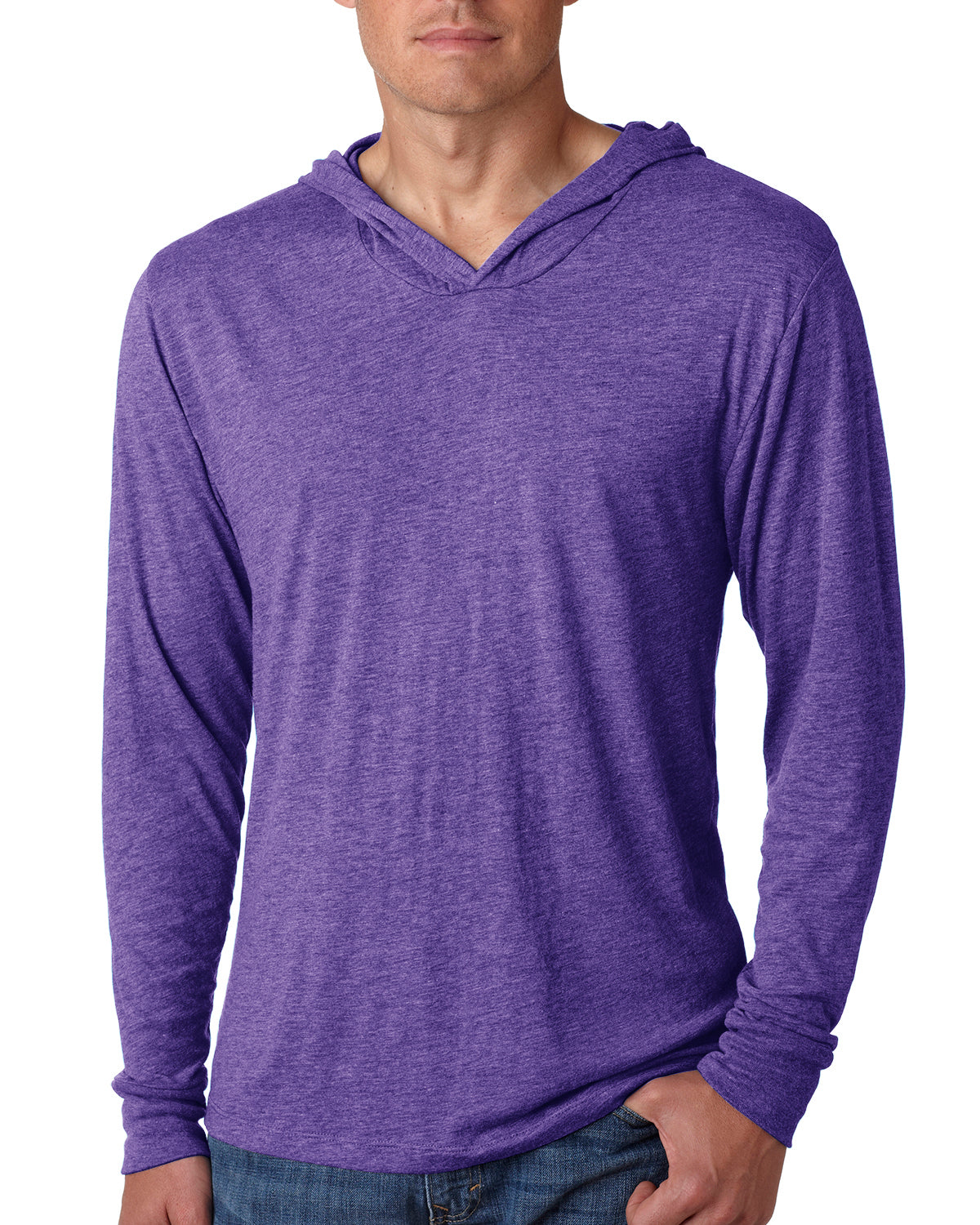 next level long sleeve hoodie purple rush